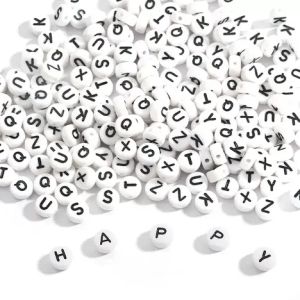 100-500PCS A-Z 26 Letter Beads Acrylic Round Loose Spacer White Alphabet Beads for Jewelry Making Diy Bracelet Accessories