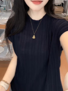 UYFY | Casual Fashionable Round Neck Short Sleeve T-Shirt Womens Royal Blue Summer New Style High End Feeling Versatile Top