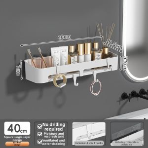 MRUN | Wall-mounted Bathroom Organizer Shelf Non-drilling