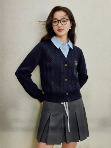 INMAN | Preppy Style Faux Two-Piece Cable-knit Womens Knit Sweater Fall Winter 2026