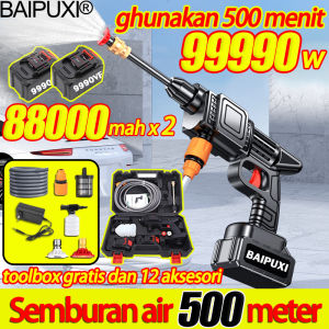 Kotak Alat Gratis!!! BAIPUXI Alat cuci motor semprot 999990mah 48Volt 2 baterai Set lengkap aksesoris pembersih bisa berbusa cordless jet cleaner tekanan tinggi mesin cuci mobil alat steam cuci motor mobil cordless jet clean mesin pembersihan mobil