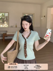Elegant V-neck Green Knit Top