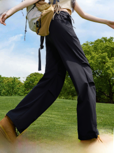 MiiOW | Cat Woman Summer Outdoor Hiking Sport Casual Pants High Waist Loose Drapey Straight Workwear Trousers Nylon Material Waterproof