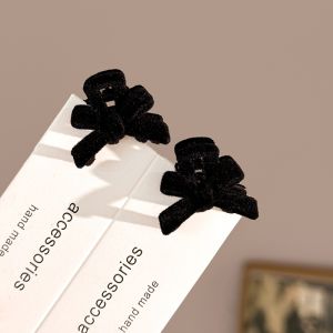 Princess Style Pearl Flocking Butterfly Knot Hair Clip Womens Side Bangs Fringe Hairdressing Accessory Elegant Hair Gripper