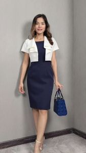 ELZ30 ชุดเดรส2ชิ้น อัดเคมีกาว ผู้หญิง เสื้อผ้า