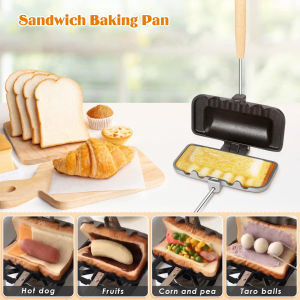 [Free Delivery] Double Sided Sandwich Pan Non Stick Foldable Grill Frying Pan for Bread Toast Breakfast Machine Pancake Maker BBQ Cheese