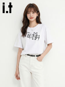 izzue | White Cotton Short Sleeve T-Shirt Slim Fit Loose Cut