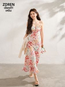 ZHANGDAREN | Bộ Đầm Họa Tiết Lớn Cho Kỳ Nghỉ Biển