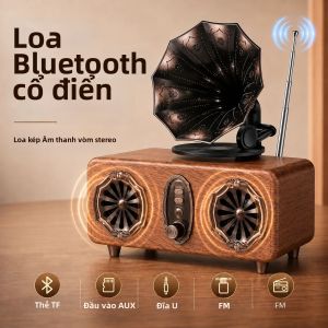 Loa Bluetooth Retro Có Radio FM USB TF AUX Âm Trầm Cổ Điển Kiểu Dáng Cổ Điển Di Động Quà Tặng Cho Nhà Và Văn Phòng