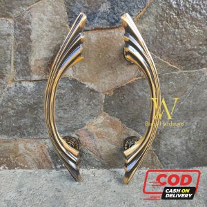Handle Pintu Rumah Kuningan Antik Motif Kipas 40 cm 2 Pcs