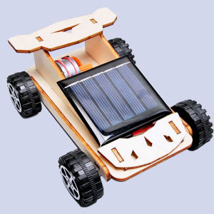 Solar Powered Car Toy DIY Kit Educational Science for Kid Wooden Assembled Scientific Experimental Model STEAM Physics Production