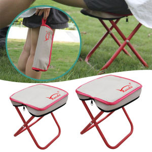Folding Camping Stool With Bag Portable Metal Compact Camp Footrest Stool Storage Chair For Outdoor Hiking Travel Furniture