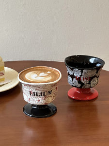 Creative Coffee Mug Couple Cups Water Drinking Underglaze Colorful Floral Pattern Vintage Style Home Decorative Items 200ml Capacity