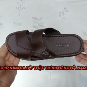 Dép Nam Quai Ngang Da Bò Thật HÀ NAM Cao Cấp DNA2223
