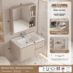 HUAERSI | Honeycomb Aluminum Integrated Bathroom Sink Cabinet