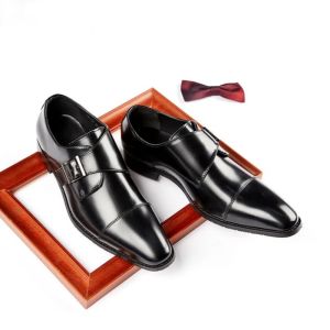 Giày da bò wuchu cho nam giới Giày tây da thật giày nam Single Buckle Cổ Điển Ý Giày doanh nhân lịch sự Kích thước 39-45