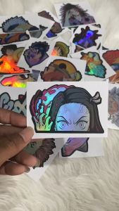 Stiker Hologram Anime Nezuko Demon slayer ukuran 8cm