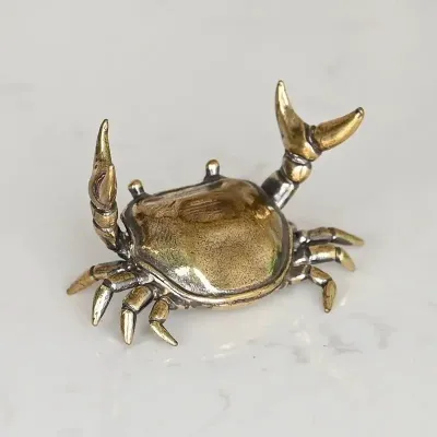 Brass Crab Sculpture Weightlifting Craft Ornament Crab Pen Holder Creative Brass Decorative Art