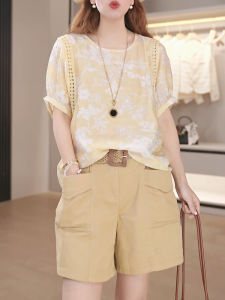 Shalldoer | Summer Fashionable Floral Print Casual Workwear Shirt And Five-Point Shorts Two-Piece Set Brand Xiangduo Er Hang Tag Price 399