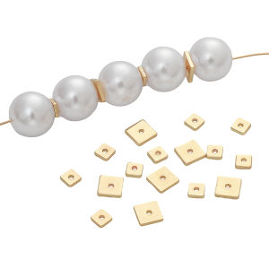 10-50pcs 4-6mm 14K Gold Plated Brass Square Middle Hole Beads For DIY Bracelet Necklace Jewelry Making