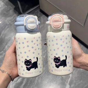Insulation Cute Cartoon Double Drinking Stainless Steel Straw Cup