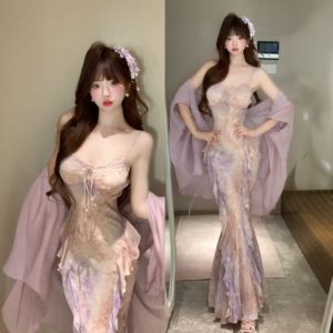 CHANGTONG | Bộ Đầm Ôm Đẹp Phong Cách Retro Cá Chép Cho Mùa Hè