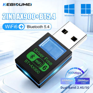 Kebidumei | KEBIDUMEI 2IN1 Driver Free Network Card WiFi6 Bluetooth 5.4900Mbps Dual Band 2.4G+5GHz Wireless Receiver Adapter For PC Laptop