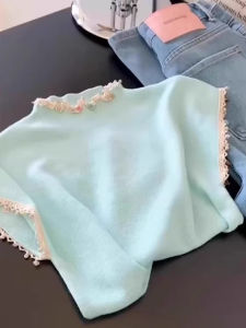 WANGGONGZHU | Princess Style Lace Trim Short Sleeve T-Shirt Women Summer Fashionable Design Sensation Dopaamine Beautiful Super Good Looking Top