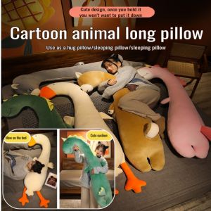 Cartoon detachable and washable pillow for boys and girls long white goose bed soothing pillow to relieve spinal pressure when sleeping