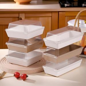 New Thickened Disposable Sandwich Box Cake Roll Meat Loess Shell Packaging Box Fog-proof Cover Western Pastries Cake Paper Plastic Box