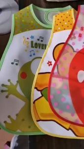 Baby Cartoon Apron Sleeveless Removebable Waterproof Bib Foldable Feeding Bib For Kids Anti Oil  Waterproof Bib Apron Kitchen