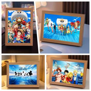 Anime character Luffy LED light frame study bedroom night light Christmas birthday gift moon light