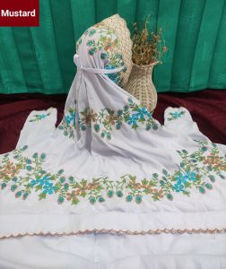 Mukena Terusan Dewasa Katun Mikro Motif Bordir Bunga Lobelia Indah