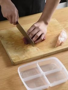4 Grids Food Preparation Storage Box Compartment Refrigerator Freezer Organizers Sub-Packed Meat Onion Ginger Dishes Crisper