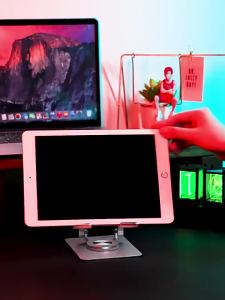 Giá Đỡ Máy Tính Xách Tay Bằng Hợp Kim Nhôm Đế Lười Để Bàn Đa Chức Năng Xoay 360 Độ Có Thể Gập Lại Giá Đỡ Điện Thoại Di Động & Máy Tính Bảng Tương Thích Phổ Biến