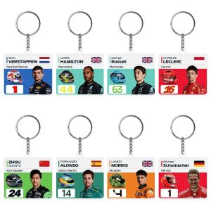 F1 Racing Driver Keychain Valtteri Bottas Backpack Pendant Creative Gift Square Shape Car Accessories Collectible Items