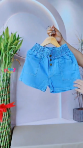 2-12Y Maong Short for Girls New Cute Embroidered & Printed Design Elasticated Waistband Casual Soft Denim Short for Kids