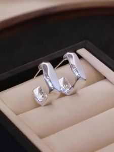 YICAN | Simple Irregular Geometric Ear Hoops 925 Sterling Silver Earrings For Women