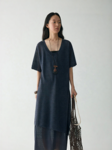 INSIS FEMME | Large V-neck Translucent Textured Dress