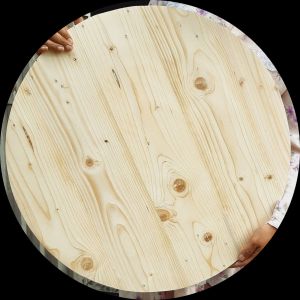 papan kayu bulat jati belanda diameter 60 70 cm sudah vernis