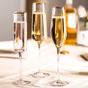 JIALEMEIJIA | Elegant Gold Trim Champagne Flute Glasses