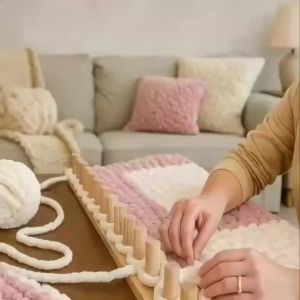 Wooden Loom Chunky Knitting Blanket Machine DIY Crafts Hand Knitting Tool Handmade Weaving Kit for Blanket Making Handicrafts