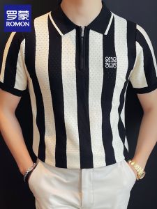 ROMON | Summer Lightweight Knit Stripe Polo Shirt