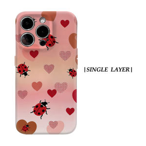 Potdemiel | Aurea Case Matte Bumper For Magsafe Case For iPhone 18 17 16 15 14 Plus 13 Pro Max Shockproof Hard PC Pink Ladybug Heart Cover