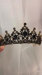 Baroque Pha Lê Đen Tiaras Kim Cương Giả Đầu Vintage Cưới Cô Dâu Tóc Diadem Vũ Hội Phụ Kiện Nữ Trang Sức Thời Trang Vương Miện Quà Tặng