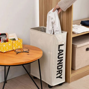 Foldable Oxford Laundry Basket Portable Caster Wheels Dirty Clothes Organizers Storage Basket High Capacity Dirty Laundry Basket