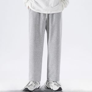 VIPIN | Mens Straight Leg Sporty Pants Casual Loose Fit Trousers Fashionable Urban Style Autumn Season Mid Waist Pure Color Cotton Blend