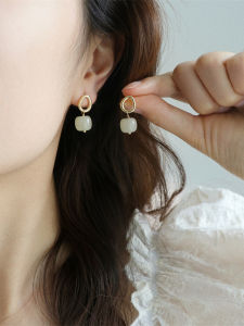 Due to Lack of Sting [Gentle] New Chinese Style Vintage Jade Eardrops Stud Earrings Mosquito Coil Ear Clip Minority All-Match Gentle