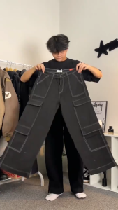 JINISO Highwaist Cargo Loose Jeans Pria 552