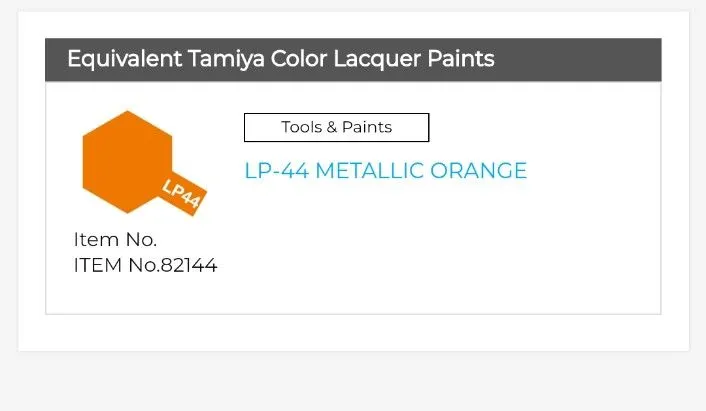 thumbnail image 2 of Tamiya TS-92 Metallic Orange Spray Lacquer Paint – 100ml (85092) – For Models & Crafts 2 of 5
